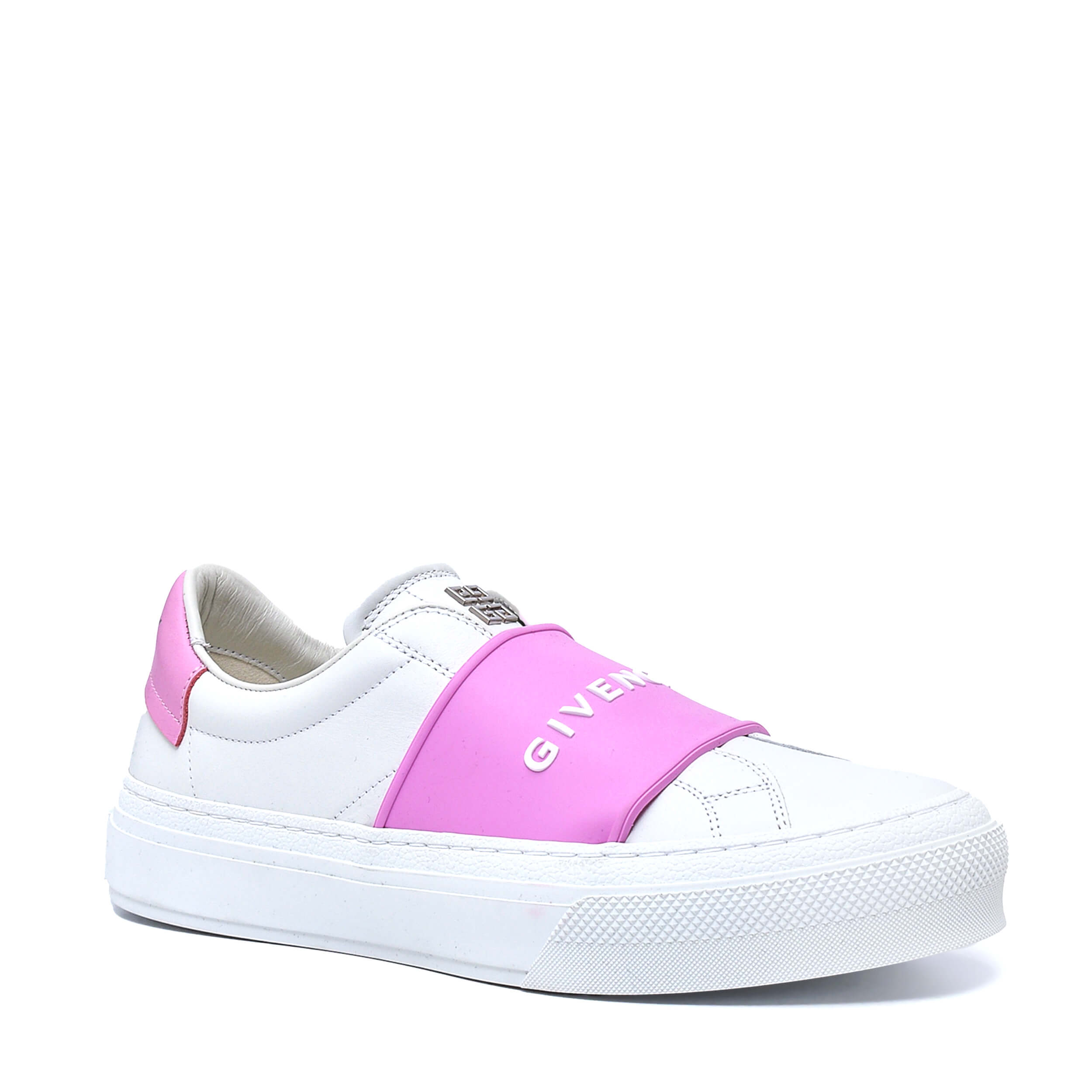 Givenchy - White & Pink Leather City Slip Sneakers / 38